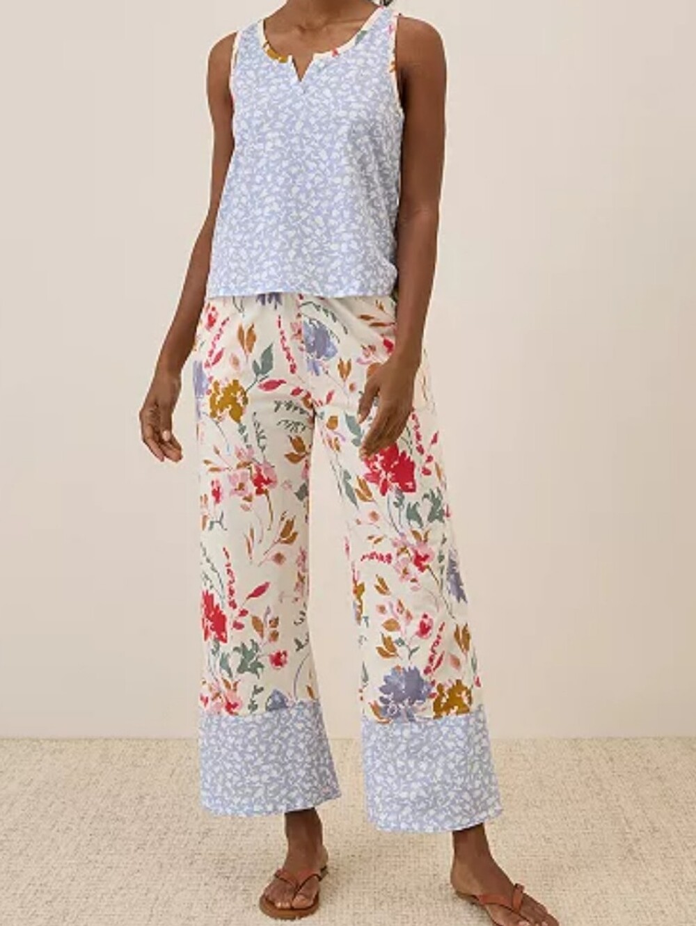 Pact 2 Pc Wide-Leg Floral Cotton PJs Loungewear